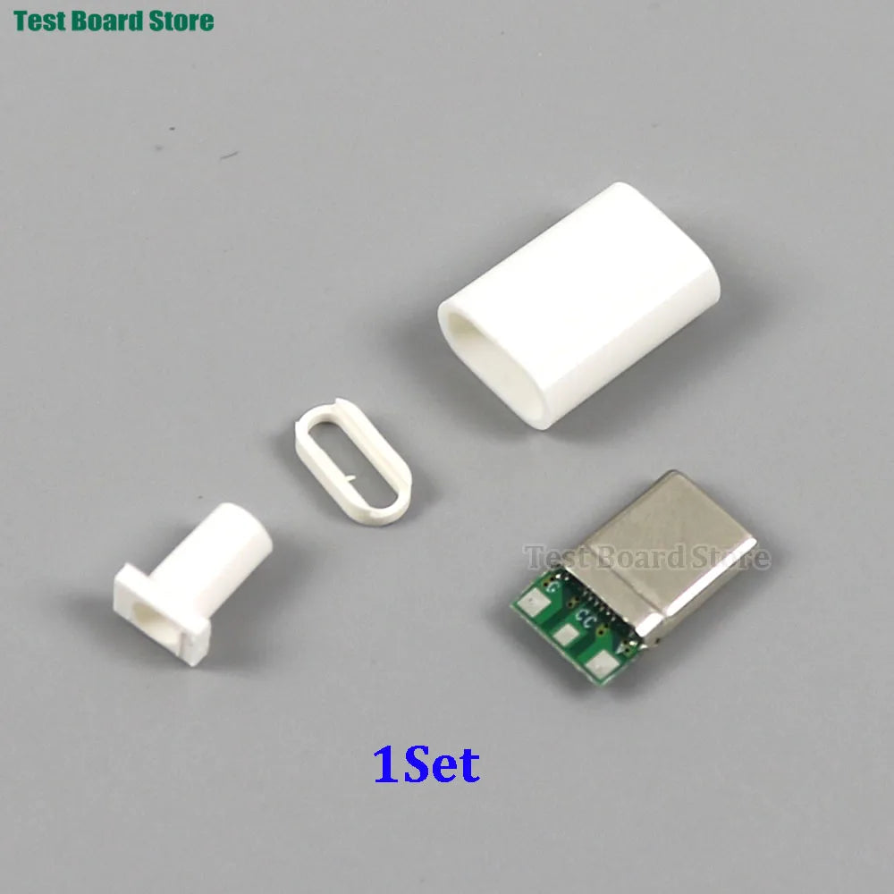 1Set Type C Male Connector 3 Solder Joint CC Pin CTOC5 With Capacitor Notebook Adapter PD Three Wire Charging Head With Shell