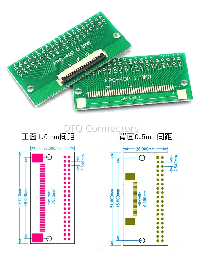 FPC/FFC Adapter Board 0.5/1.0MM to 2.54MM Soldered Connector 4/5/6/8/10/12/14/16/20/26/3040/45/50/60 Pin