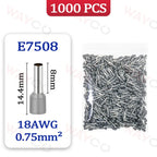 1000PCS Tubular Crimp Terminals Electrical Wire Cable Ferrules Connectors E0508 E7508 E1008 E1508 E2508 E4009 E6012 Ring Sleeve