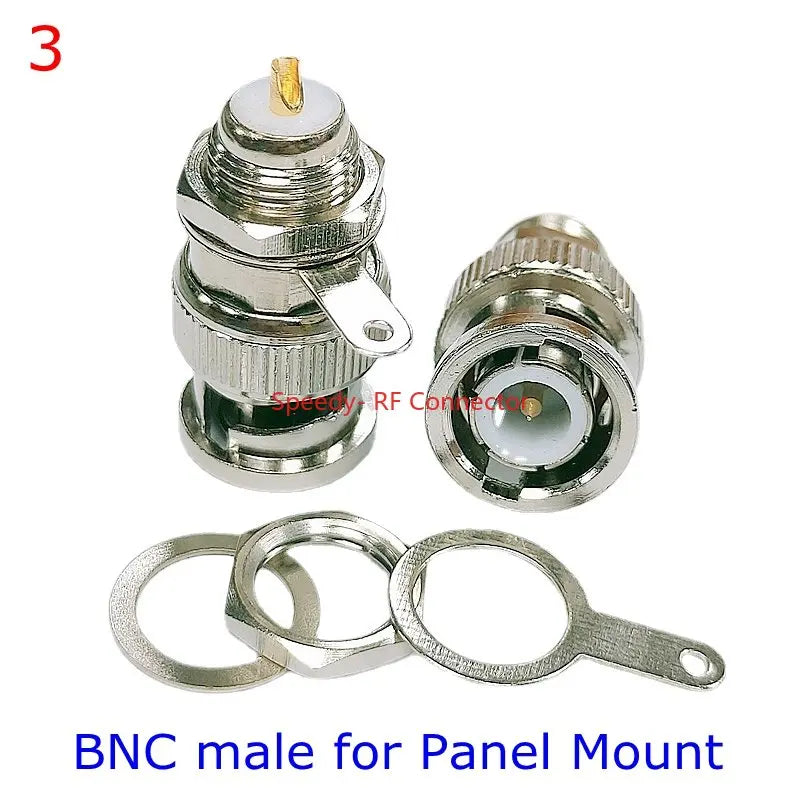 2pcs/lot Q9 BNC Male Female Socket Connector Bullkhead with Nut Washer Solder for Panel Mount  Antenna Coaxial Adapter Brass