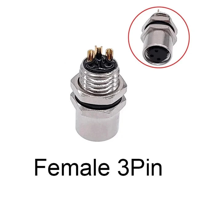 Cloweit M8 Sensor Connector Waterproof Male&Female Plug Straight Angle Screw Threaded Coupling 3pin 4p Panel Mount Flange Socket