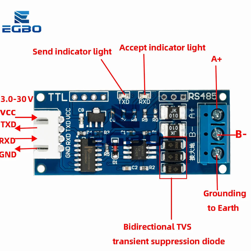 1~10PCS TTL to RS485 Converter 3.3V/5.0V Hardware Automatic Control Converter Module For Arduino for Arduino AVR EGBO