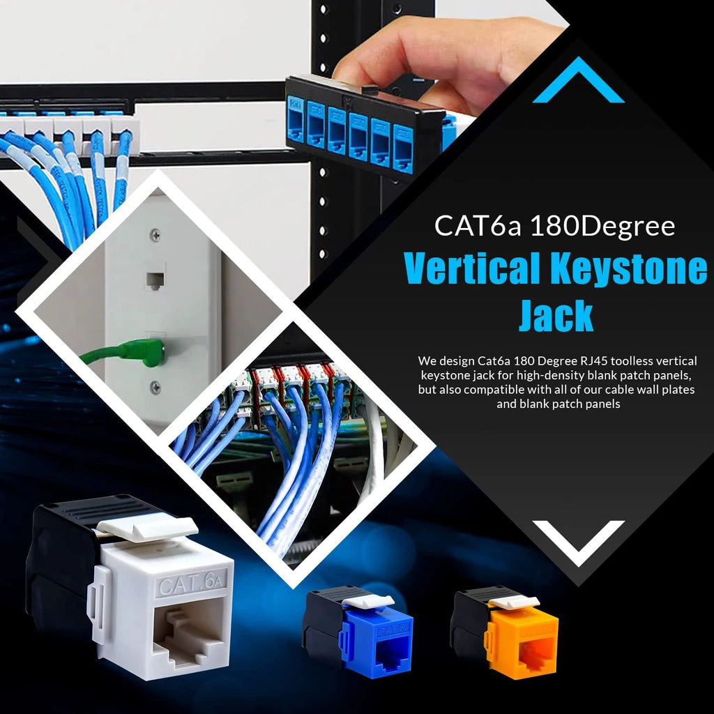 1-4PCS  Cat6a RJ45 Keystone Jack 180 Degree UTP Toolless Termination Female Jack Cat 6A Network Ethernet Adapter Coupler