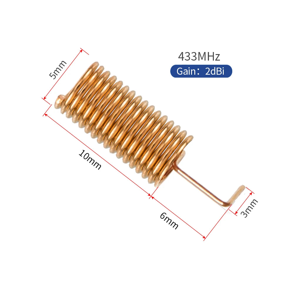 10pcs 433Mhz Built-In Spring Antenna Lora Module Coil Aerial Omnidirectional High Gain Wireless Card Router Copper