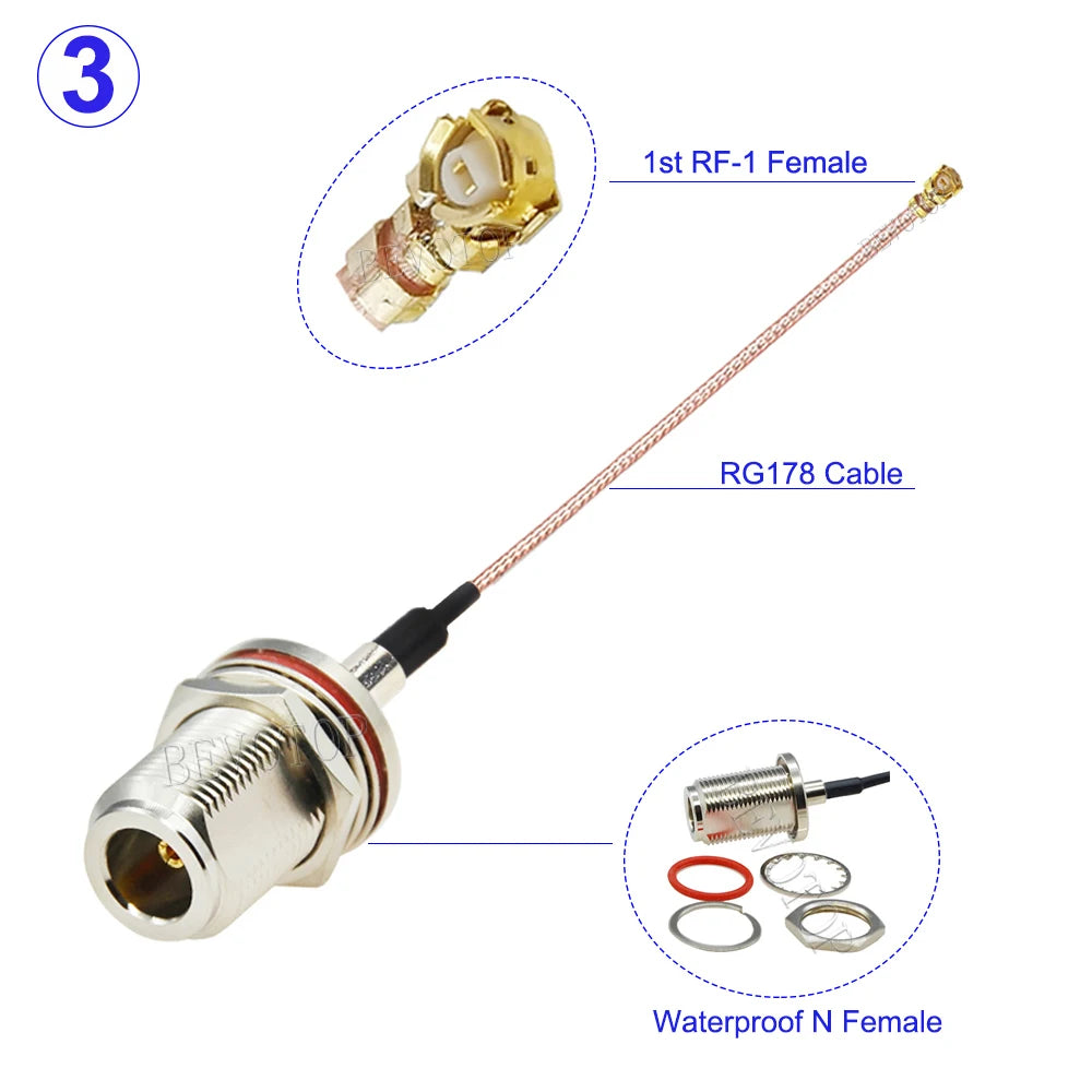 1Pcs RG-178 U.FL IPX-1 Female to N Male/Female Straight Connector N to IPX RG178 Cable Pigtail RF Coaxial WIFI WLAN 10cm-50cm