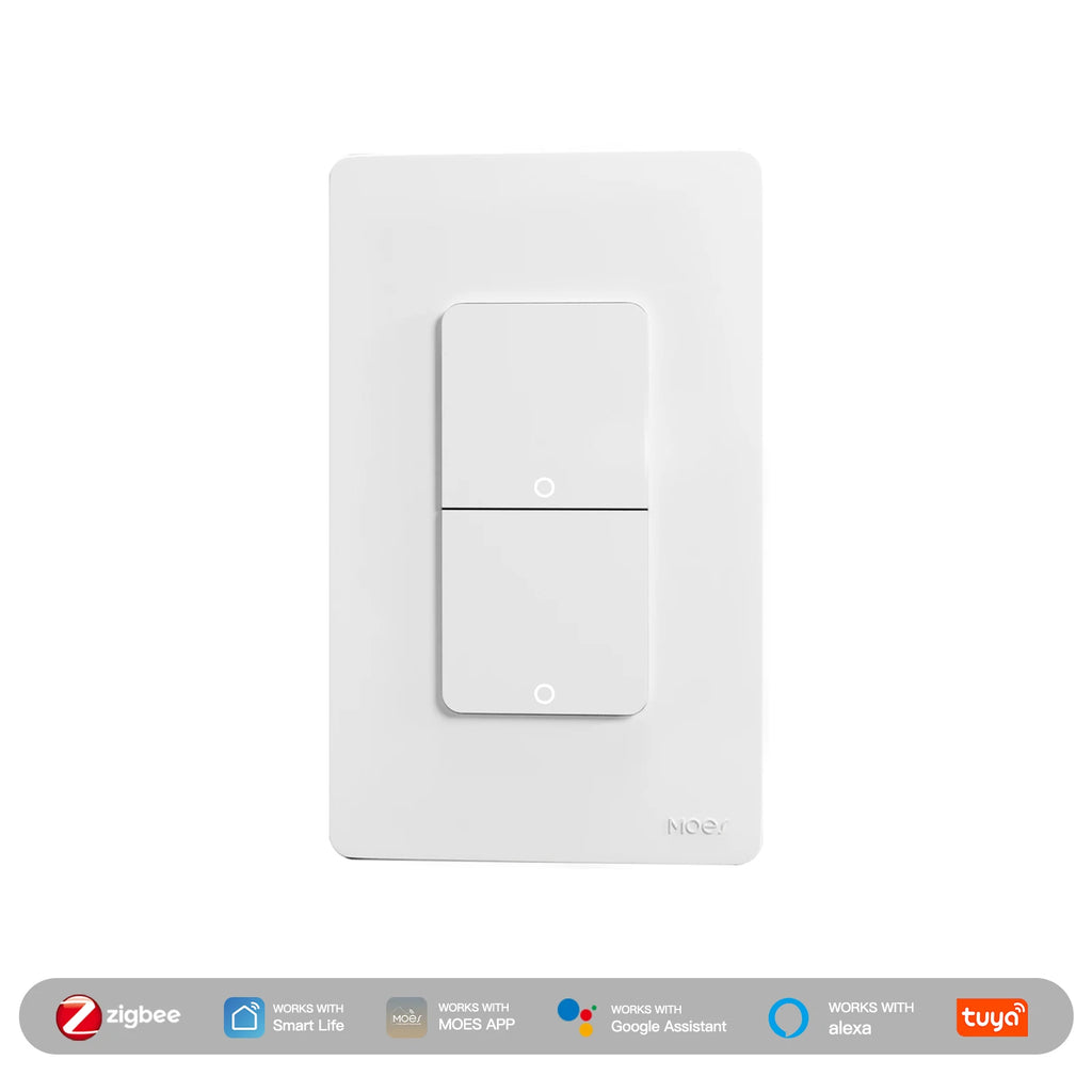 MOES Tuya ZigBee US Smart Light Switch Push Button Wall Switch Neutral Wire/No Neutral Wire Required Work With Alexa Google Home