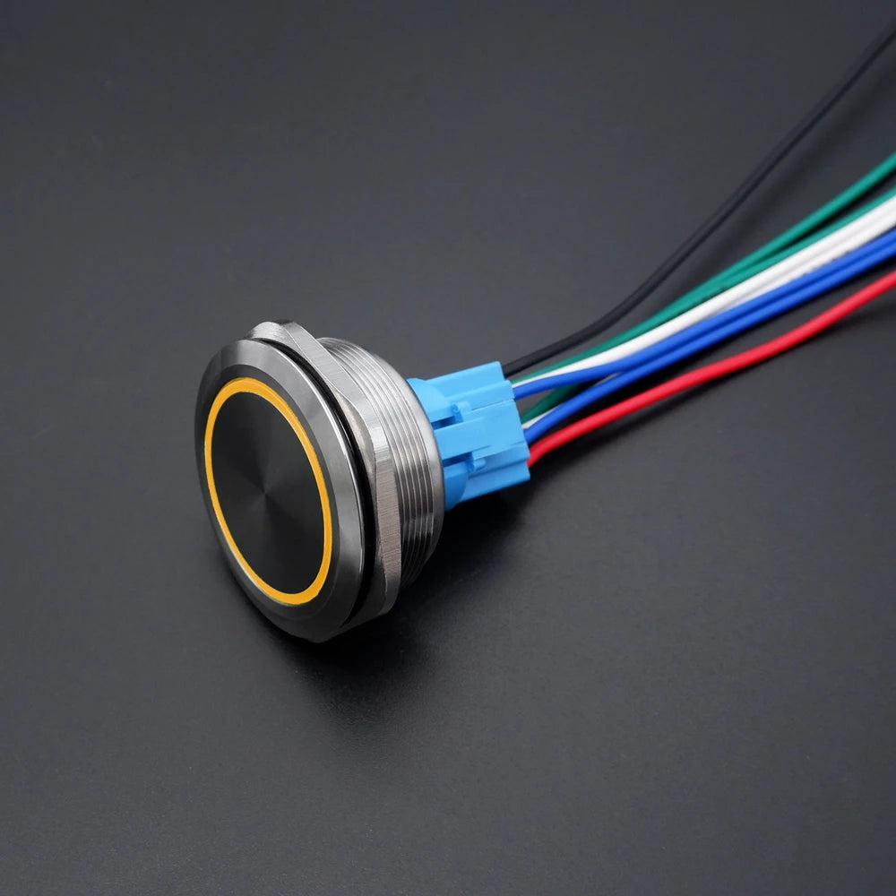 40mm Metal Push Button Switch Power LED Light Waterproof Reset Self-locking Latching Start Stop Switch On Off 2NO2NC With Wire