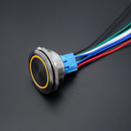 40mm Metal Push Button Switch Power LED Light Waterproof Reset Self-locking Latching Start Stop Switch On Off 2NO2NC With Wire
