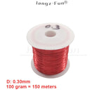 100g Red Polyurethane Enameled Copper Wire Varnished Diameter 0.10mm To 0.30mm QA-1/155R 2UEW For Transformer Wire Jumper