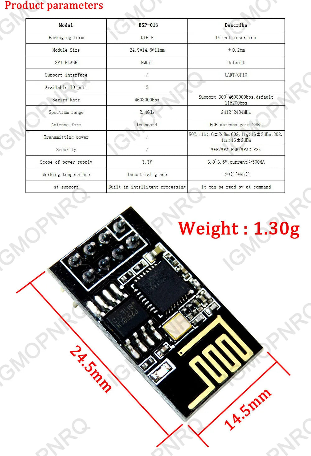 Upgraded version ESP-01 ESP-01S ESP8266 serial WIFI wireless module wireless transceiver ESP01 ESP8266-01