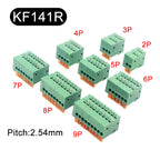 5/10Pcs 2.54mm Pitch KF141V KF141R Push-in Spring Screwless Terminal Block Straight/Bent Foot 2/3/4/5/6/7/8/9/10P PCB Connector