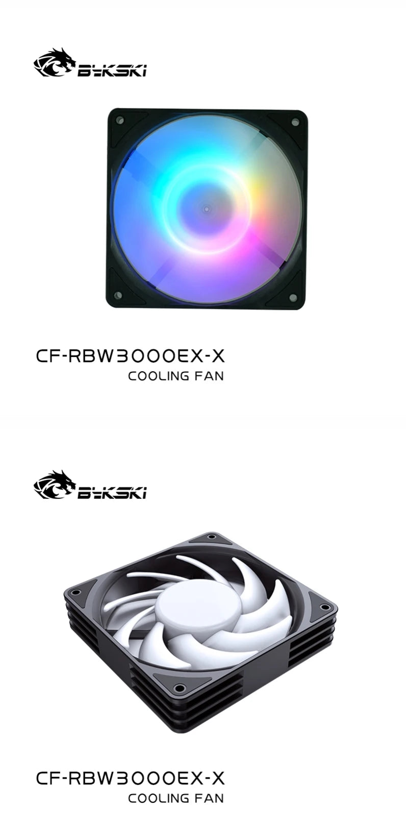 Bykski 120mm Fan Use for Water Cooling Radiator Computer PC Case 3008RPM Heatsink  Support PWM  CF-AP3000EX-X / CF-RBW3000EX-X