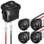 5PCS ON/OFF Round Rocker Switch MINI Toggle Switch 2 Pin SPST Push Button Switch 12V 24V 20MM with Wires for Auto Car Boat RV