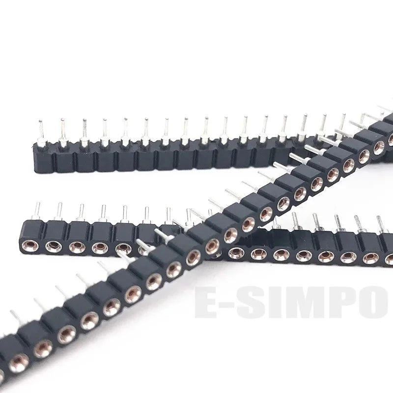100Pcs 2.54mm Hole Female Header Round Pin Heade Straight Single/Double Row Optional 1x40P 2x40P PH3mm Single Row Gold-plated