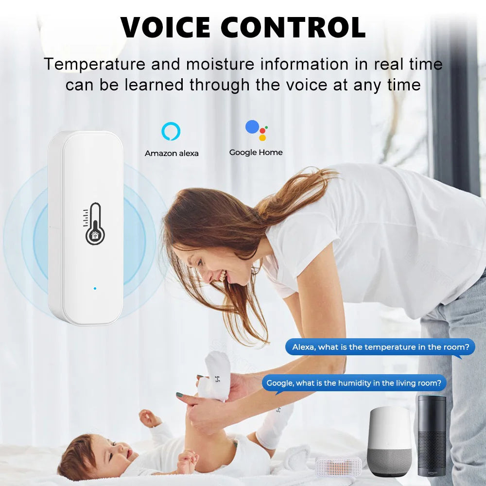 Tuya WIFI Temperature and Humidity Sensor Hygrometer Thermometer with/No LCD Display Indoor Support Alexa Google Assistant