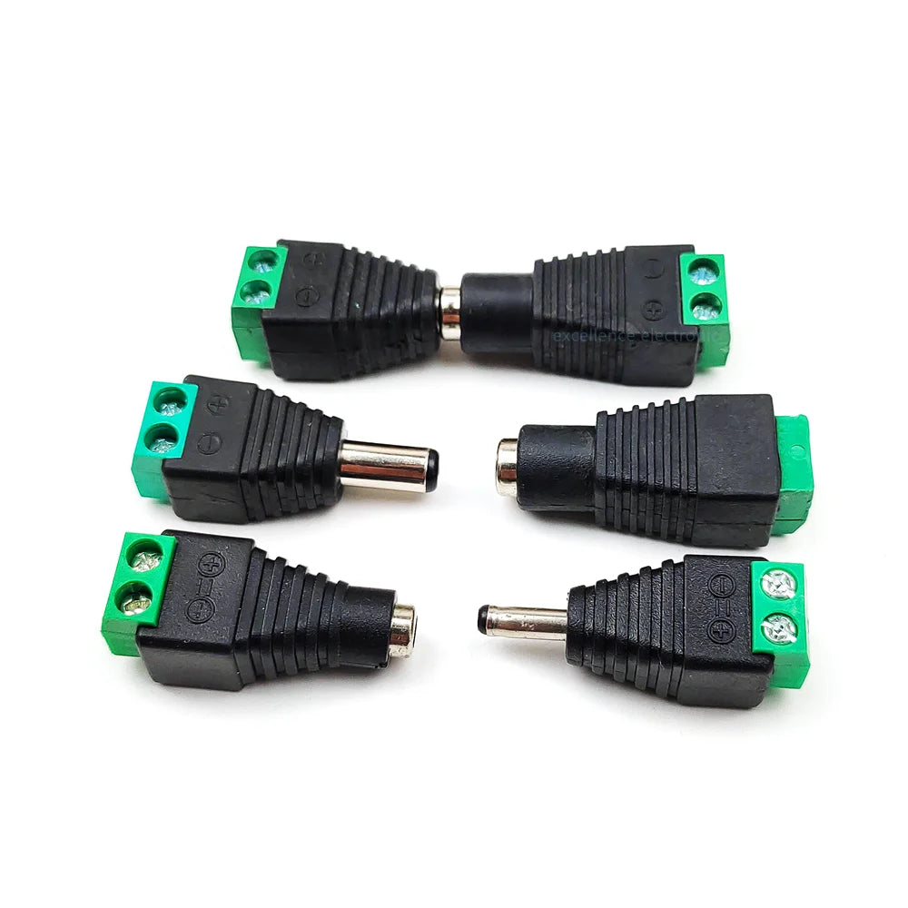 5/10Pcs Solderless DC Jack Plug Connector 3.5x1.35 5.5x2.1 5.5x2.5mm Male Female Adapter for LED Tape Surveillance Camera