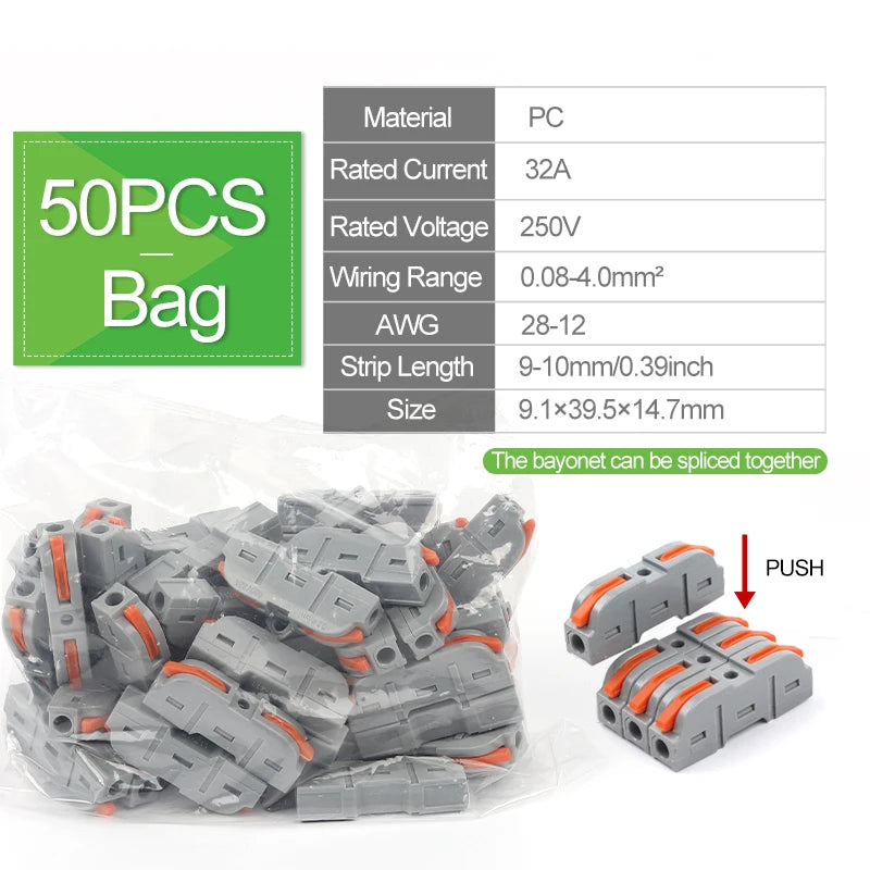 DIY GO Quick Splicing Multiplex Butt Wire Connector Compact Electrical Cable Terminal Block Home Wiring Connectors Junction Box