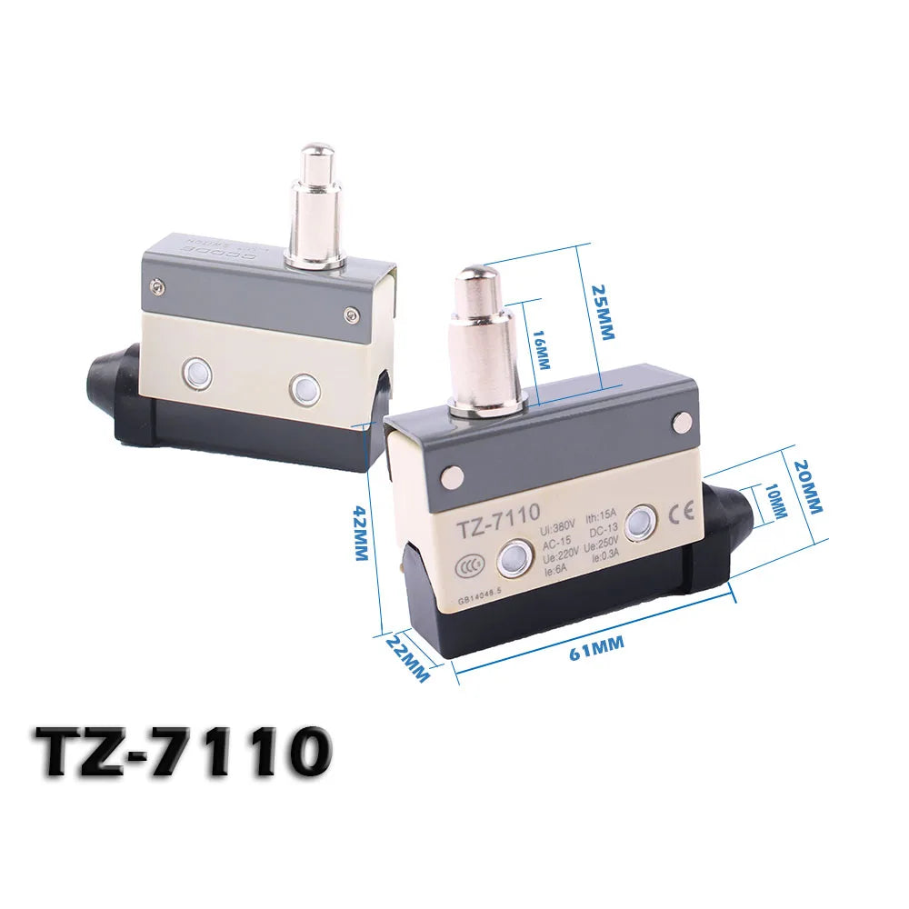 15A 250VAC TZ-7110 TZ-7141 TZ-7311 TZ-7312  Waterproof Micro Switch Travel Limit Switch Straight 90 degree Roller Lever