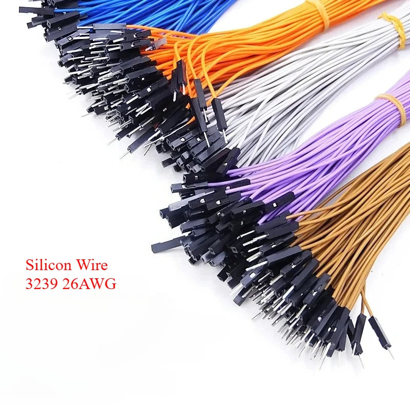 10pcs Silicon Du Bang 2.54mm 1P Soft High Temperature Resist Cable Male Female 26AWG For DIY Arduino Breadboard Black White