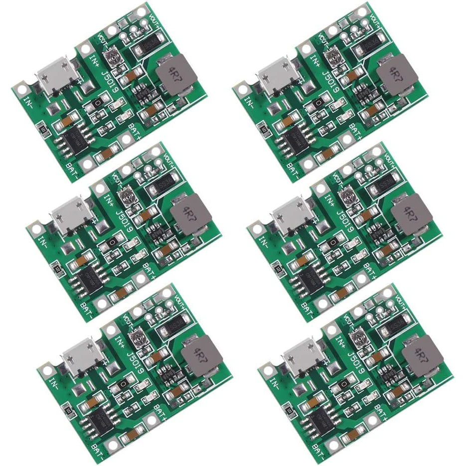 6PCS 2A USB 18650 Lithium Li-ion Battery Charger Module Boost 3.7V to 5V 9V 12V Adjustable DC-DC Step Up Boost Module TP4056
