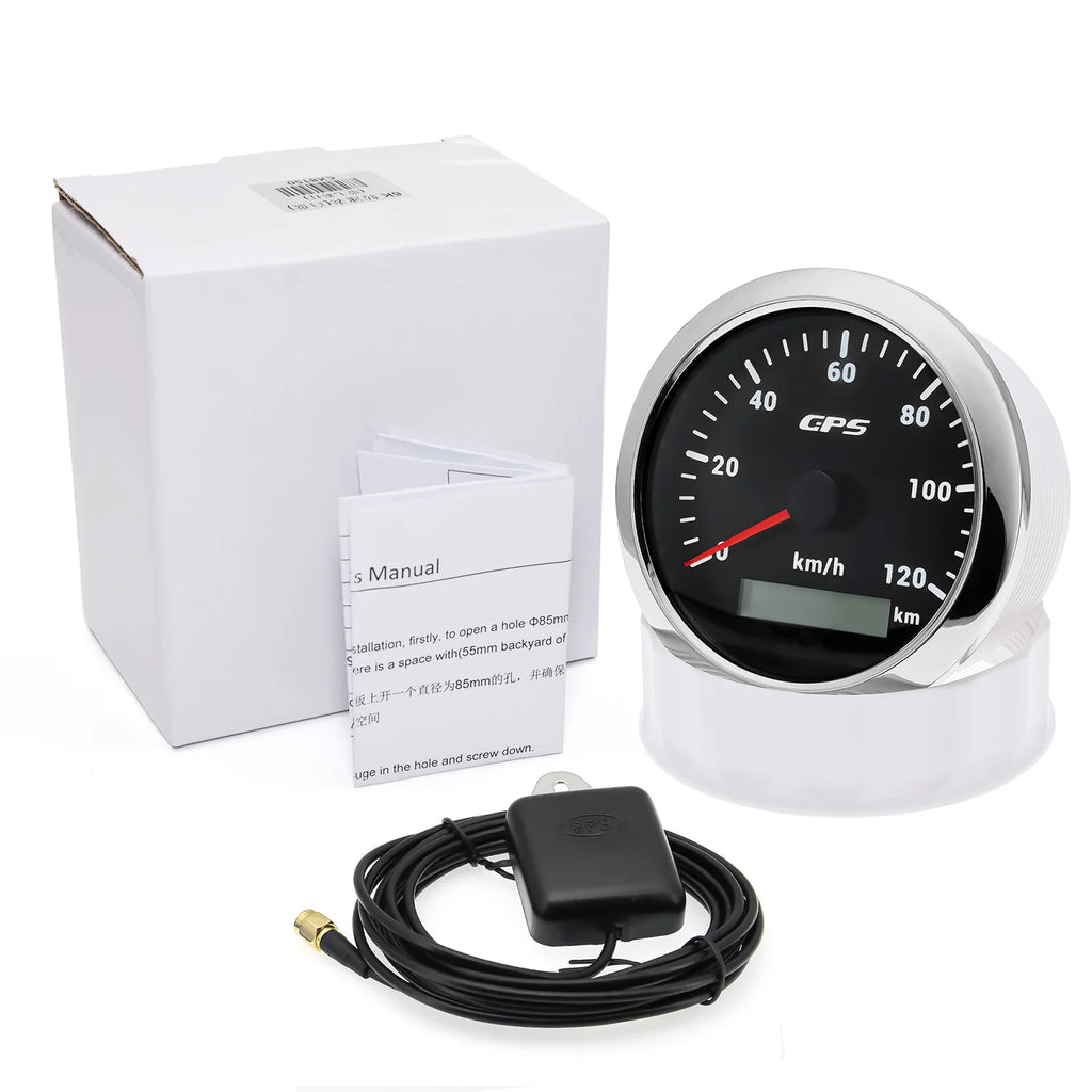 60/120/200KMH 85MM GPS Speedometer Gauge 7 Color Light with GPS Antenna Waterproof Motorcycle Boat Car Truck Speed Gauge Meter
