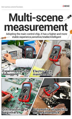 Digital Multimeter 1999 Counts 600V AC/DC Voltage Temp Test for Car Repair ANENG AN8205C Blue Backlight hFE Triode DIY Test Tool