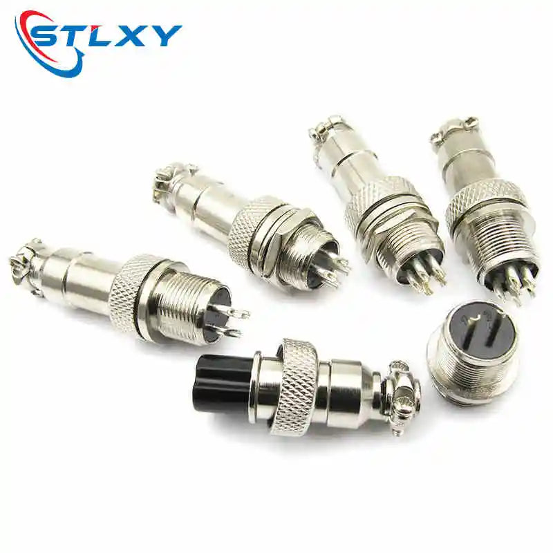 1set GX12 2/3/4/5/6/7 Pin Male + Female 12mm Circular Aviation Socket Plug Wire Panel Connector with Plastic Cap Lid