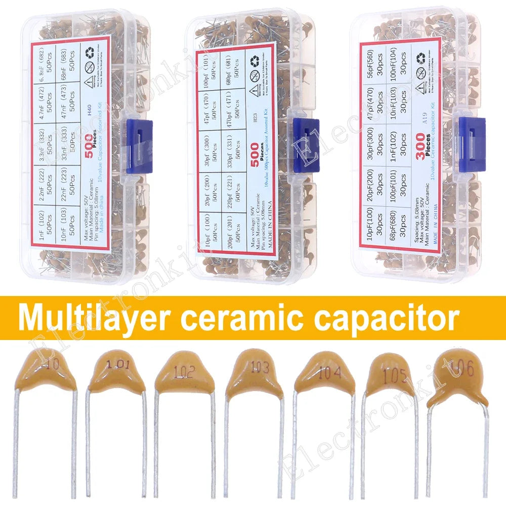 50V 10pF~10uF Multilayer Ceramic Capacitor Assorted kit Pin=5.08mm
