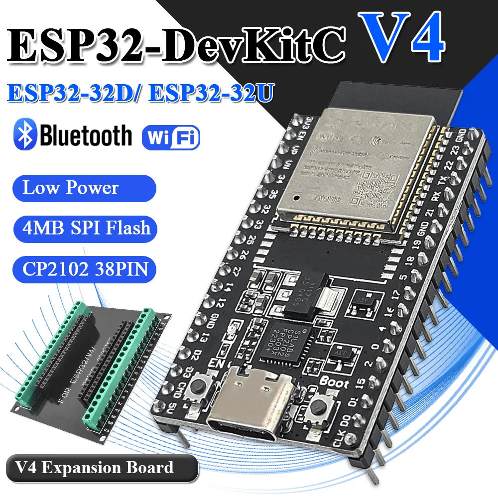 ESP32 Development Board with GPIO Expansion Board Kit ESP32-32D BT Wifi Module USB Type-C CP2102 ESP32-DevKitC 38PIN