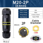 IP68 M20 Waterproof Connector Electric Junction Box 2/3Pin Screw Connection Solderless for 5-12mm Cable,Adapter Terminal Outdoor