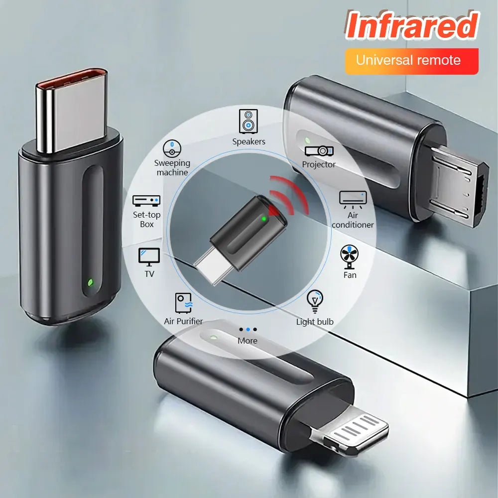 Smartphone Infrared Transmitter Type-C/Lightning/Micro Smart Control Adapter For TV Air Conditioner Infrared Remote Control