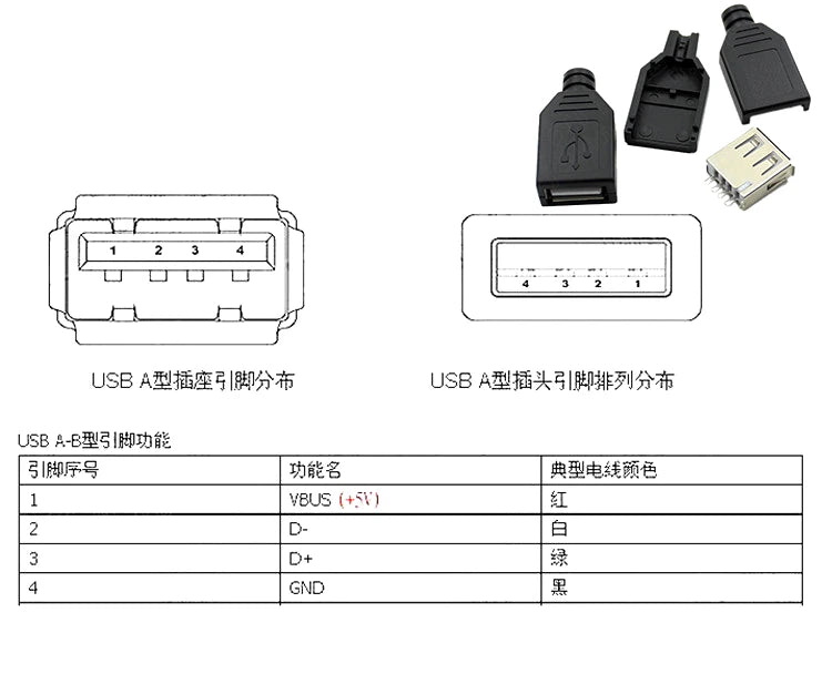 5PCS USB Interface Socket Type A Standard Port Female Male Solder Jacks Connector DIP Straight Vertical Bend Needle PCB Socket