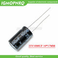 10PCS 25V1000UF 10*17mm 1000UF 25V 17*10 Aluminum electrolytic capacitor