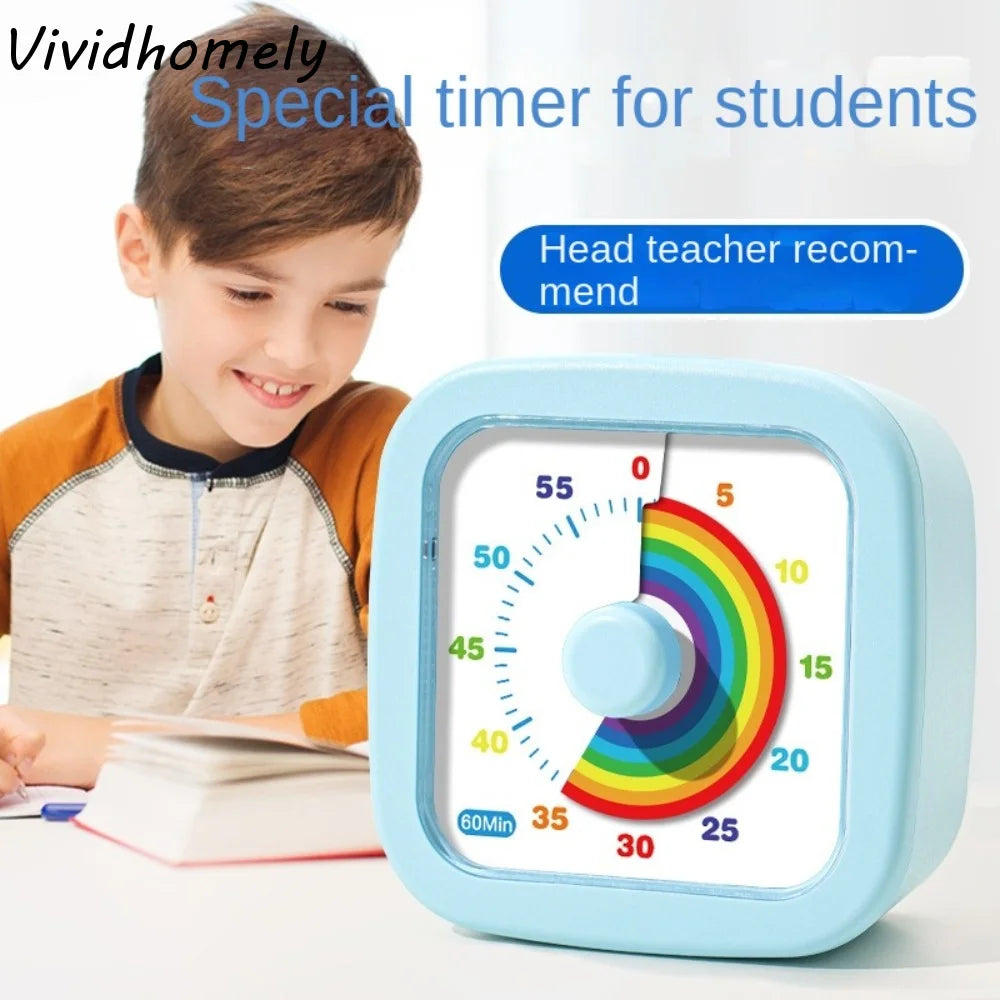 60 Minutes Visual Timer Ultra Silent Visualization Countdown Alarm Clock Self-discipline Round/Square Kitchen Timer