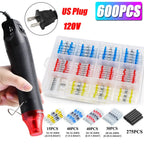 50-1200Pcs Solder Seal Wire Connectors Kit with 300W Heat Gun Waterproof Heat Shrink Butt Terminals Electrical Splice Set