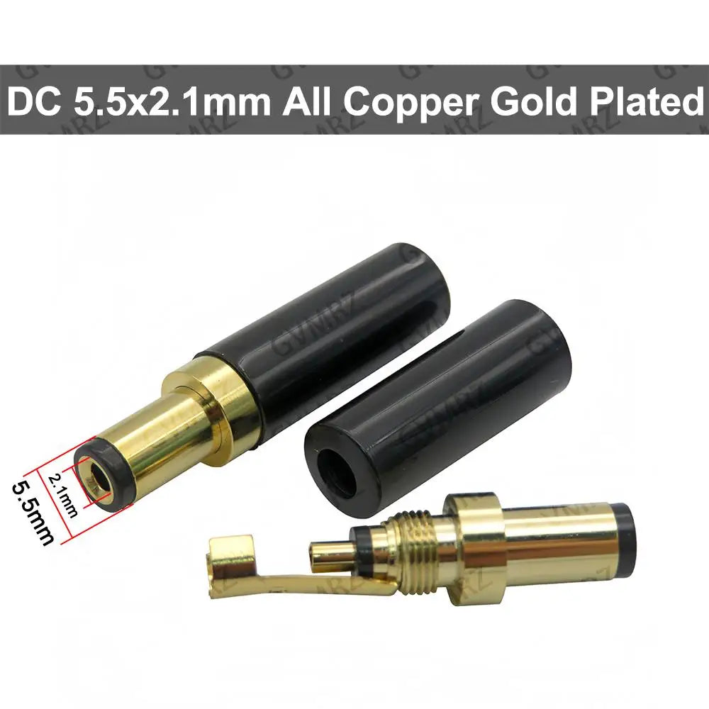 5PCS 5.5x2.1mm/5.5mm x 2.5mm DC099 Metal DC Power Male Plug Jack Connector with Spring DC-099 Yellow Head 5.5*2.1/5.5*2.5 DC099