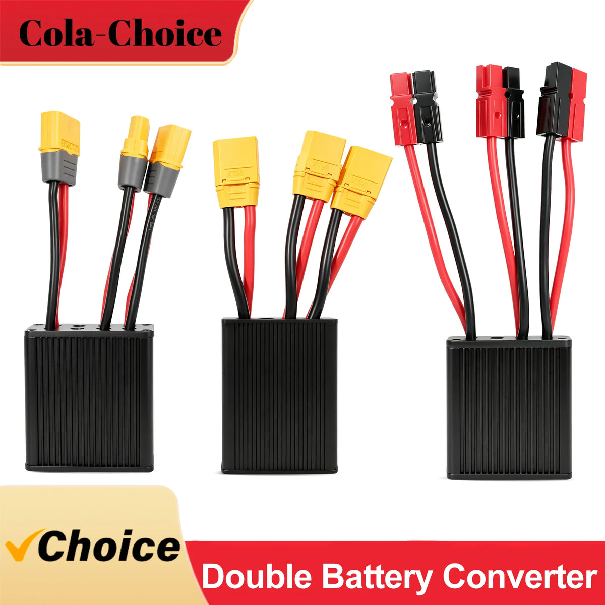 Mini Electric Bicycle Dual-Battery Discharge Converter Connection Adapter, Voltage Range 10 - 100V, Anderson/XT60/XT90 Connector