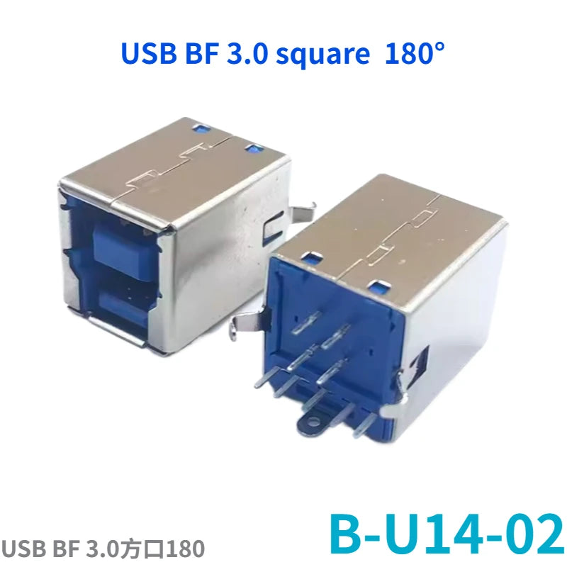 5PCS  USB Connector 3.0 A-type Female Socket AF Type 90 Degree Side Plug 180 Degree USB 3.0 B-port Printer Data