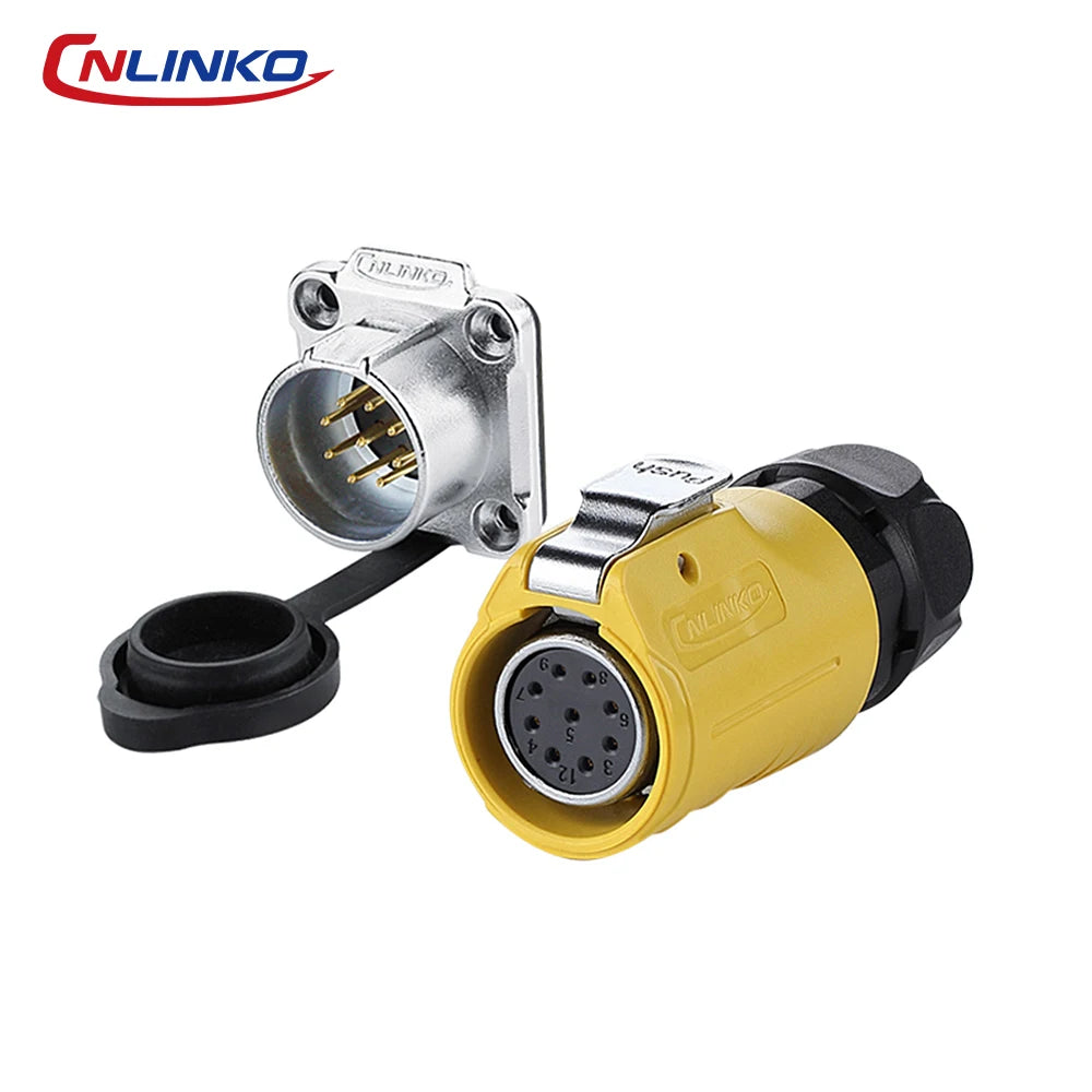 CNLINKO LP20 IP68 Waterproof Circular Heavy Duty Connector 2-12Pin Male/Female Set for Outdoor LED Lighting & Industrial Power