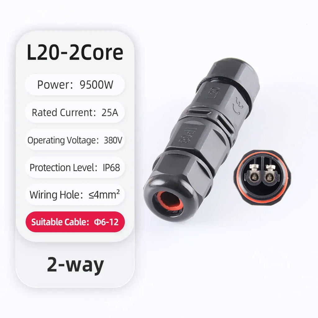 IP68 Waterproof Connector L20 20A LED Light Outdoor Cable Wire Quick Terminal Connector 2Pin 3Pin 4Pin 5Pin 6Pin Screw Wiring Ju
