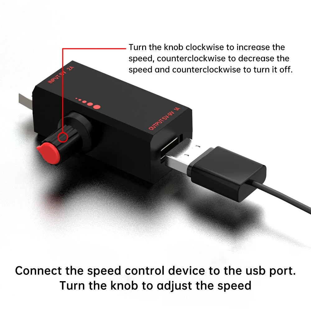 5W DC5V2A Fan Speed Controller Induction Speed Controller with Switch USB Protection Type-C USB Laptop Cell Phone Cooling