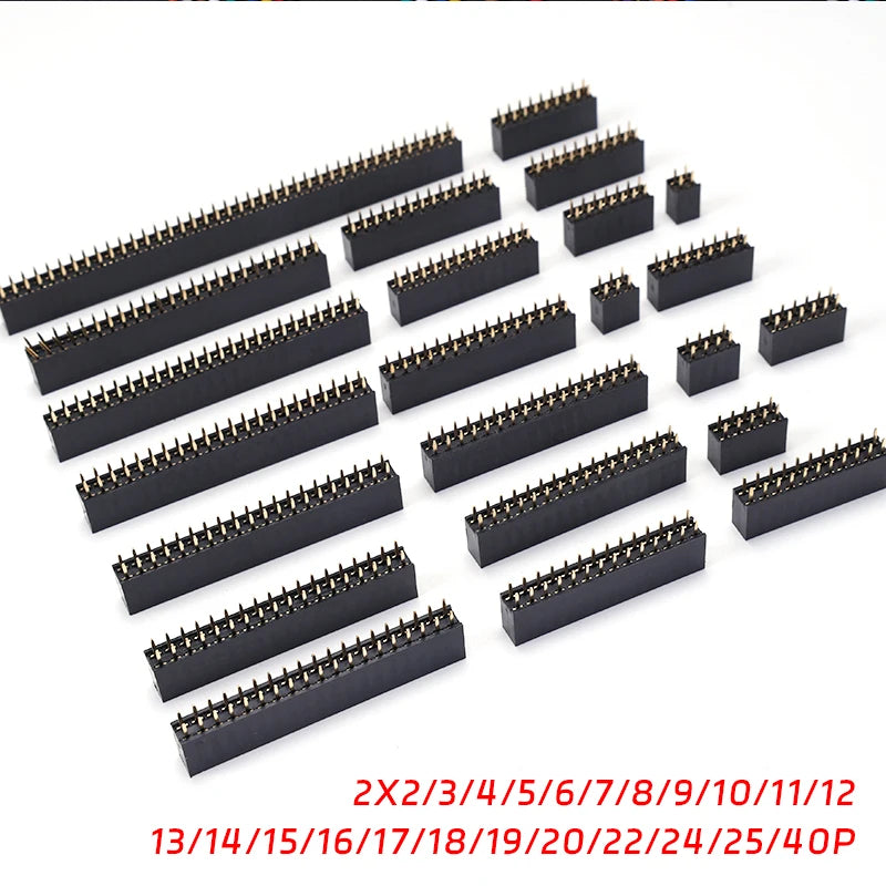 10pcs 2.54mm 2X2/3/4/5/6/8/10/12/13/20/40 Pin Female Header Strip Connector Double Row Straight Needle  2.54 Female Header Socke