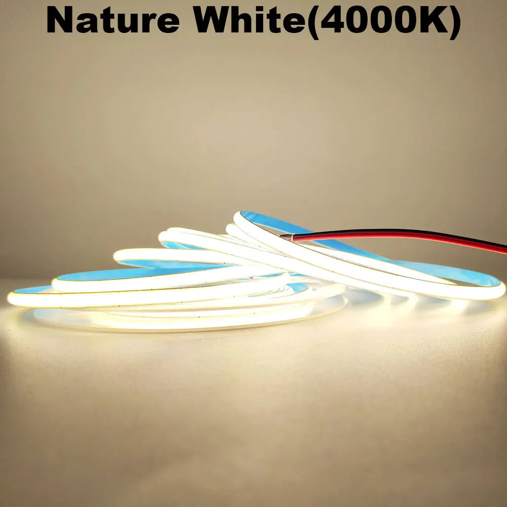 12V 24V COB LED Strip 5mm/8mm PCB 400/480LEDs/m Flexible Red/Green/Blue/Pink/Ice Blue/Yellow Led Strip For Home Decor LED Lights