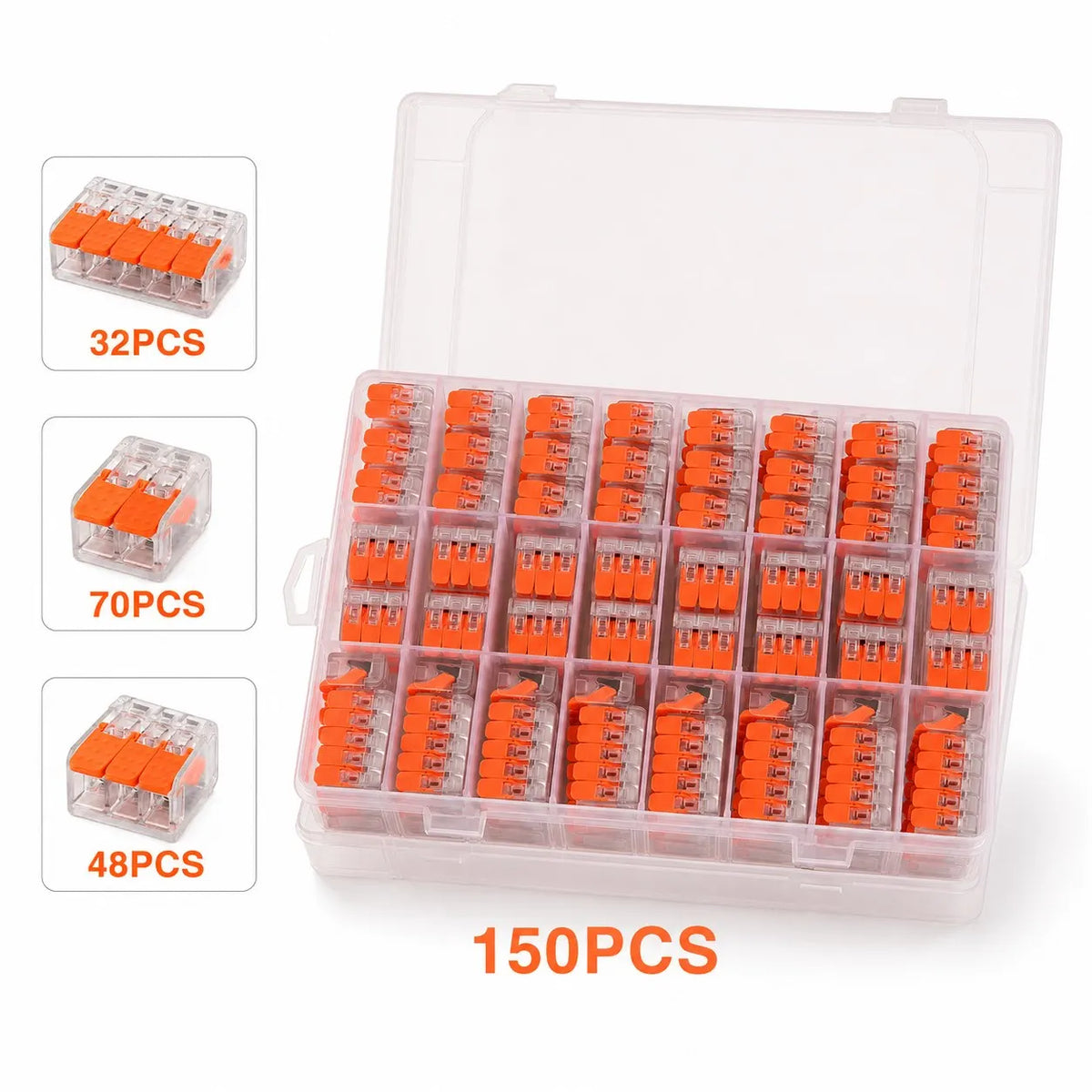 10-150PCS Universal Electrical Quick Wire Connectors 2/3/4/5 Port Plug-in Terminal Block DIY Cable Kit 28-12AWG 250V 32A