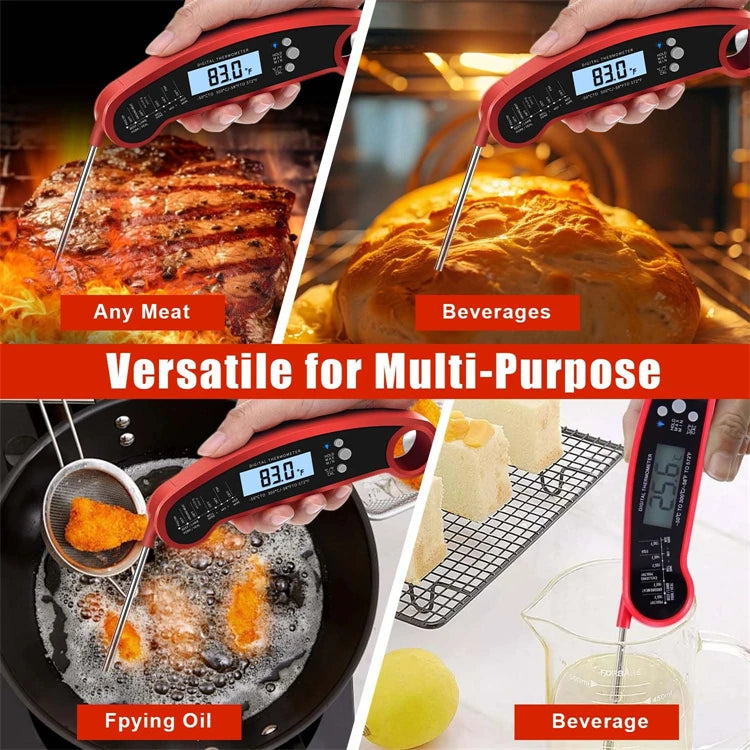 LMETJMA 0.5 Sec Instant Read Meat Thermometer Digital Waterproof Food Thermometer with Backlight Kitchen Thermometer For BBQ ﻿