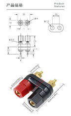 1/2PCS Banana Plugs Couple Terminals Red Black Connector Amplifier Terminal Binding Post Banana Speaker Plug Jack M20