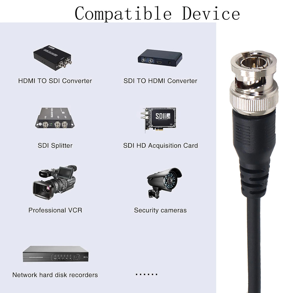 Right Angle BNC To Right Angle BNC Spring Cable SDI 12G Video Cable 75 Ω Coaxial Cable Camera Video Transmission Line