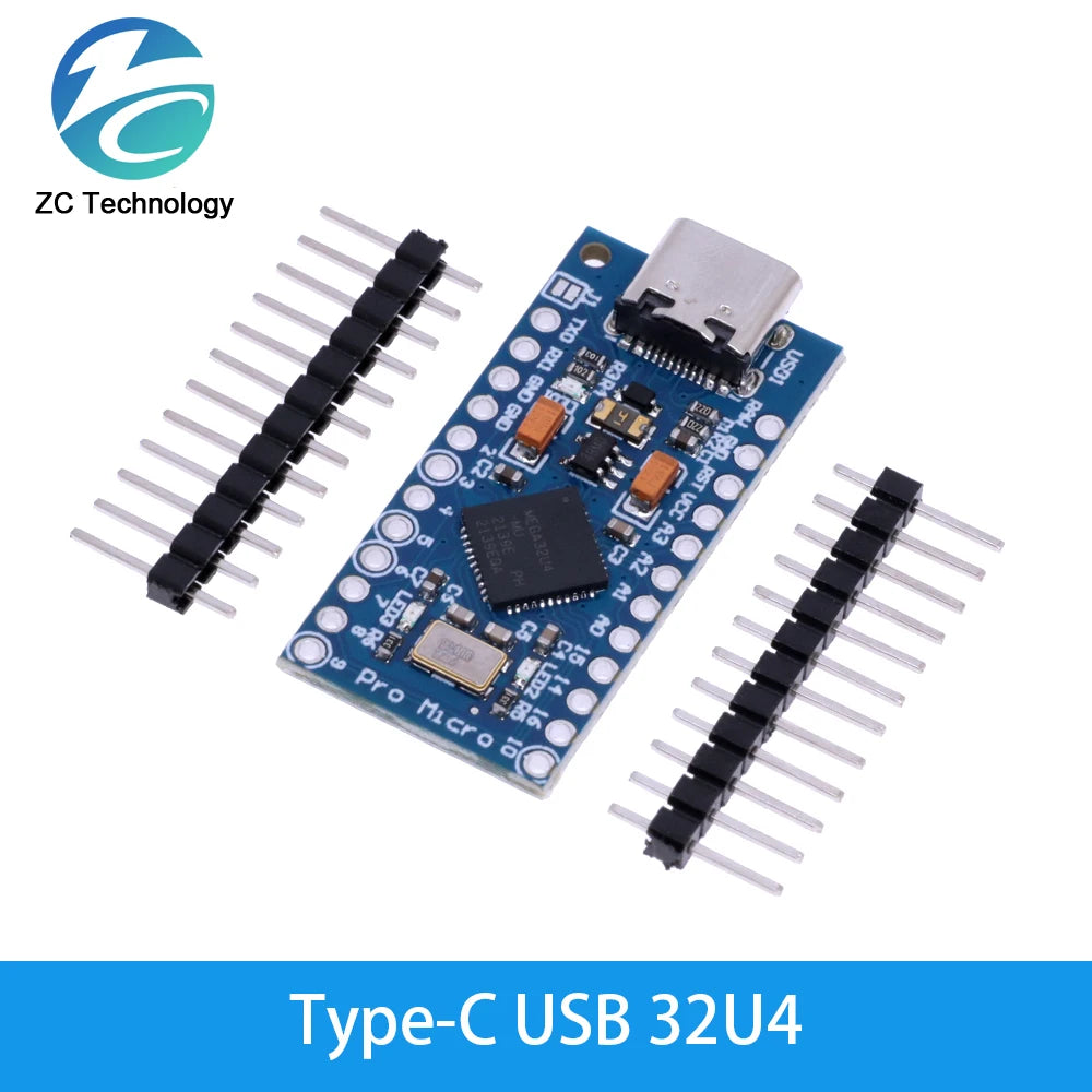 Type-C USB Pro Micro For Arduino ATmega32U4 5V/16MHz 3.3V/8Mhz Module With 2 Row Pin Header Leonardo Usb Interface Board