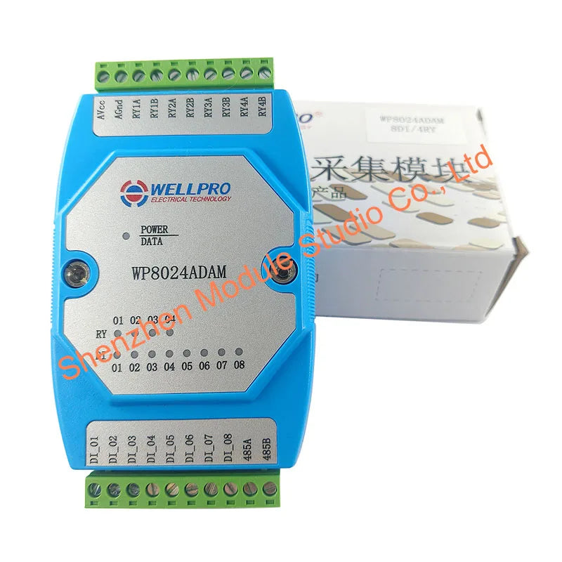 WP8024ADAM 8DI 4RO Digital Input and Relay Output Modules Optocoupler Isolated RS485 MODBUS RTU Communications