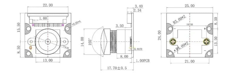 Raspberry Pi 5 8MP Infrared Night Vision Camera - IMX219 Sensor CSI Camera Module with Low-Light Vision